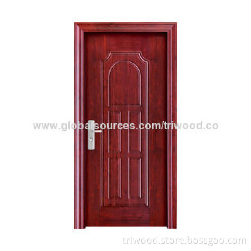 Steel Security Door with Cold-rolled Steel and Wood-like Panel, Customized Orders Welcomed